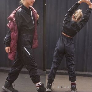 Free People Black Jumpsuit with Burgundy Vest